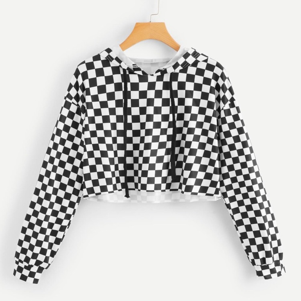 Crop checkered sweatshirt